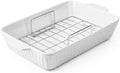 DOWAN 9x13'' Baking Dish with Handles Rack, Deep Ceramic Casserole Pan