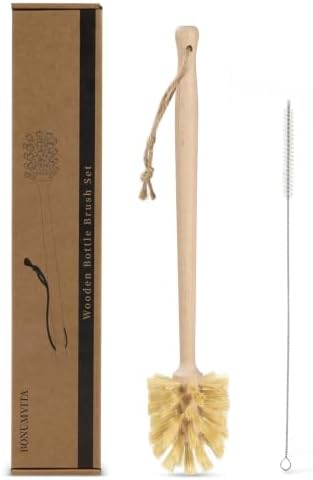 2-in-1 Wood Bottle Brush & Stainless Steel Straw Cleaning Brush