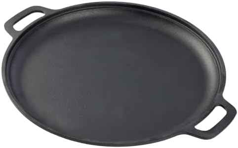 Home-Complete Cast Iron Pizza Pan with Dual Handles, 12 Inch