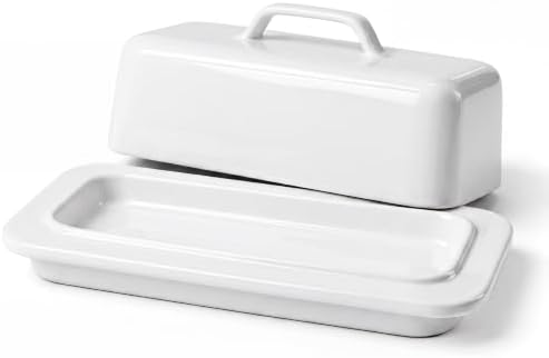 Sweese Ceramic Butter Dish with Lid for Countertop, 6.6“ Large Butter