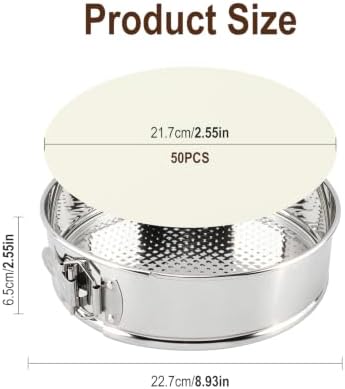 9 Inch Stainless Steel Springform Pan, Include Parchment Paper Liners