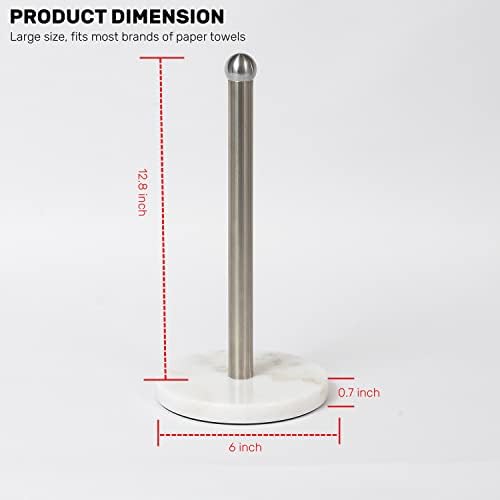 Paper Towel Holder with Marble Base, Brushed Nickel