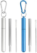 Collapsible Metal Straws, Travel Drinking Straws with Case, Keychain