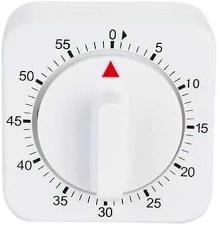 White Timer Clock Square 60-Minute Mechanical Kitchen Timer Wind up Visual by Galepromot