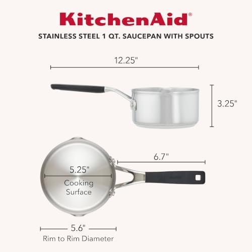 KitchenAid Stainless Steel Induction Sauce Pan with Pour Spouts, Small