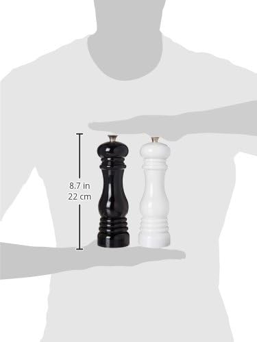 Le Creuset Salt and Pepper Mill Set, 8", Black and White