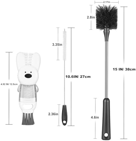 [3 Pack] Bottle Brushes, Stainless Steel Long Handle Water Bottle