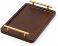 LUOZZY Rectangular Bamboo Serving Tray with Metal Handles A