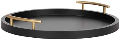 Kate and Laurel Halsey Decorative Wooden Round Tray with Polished