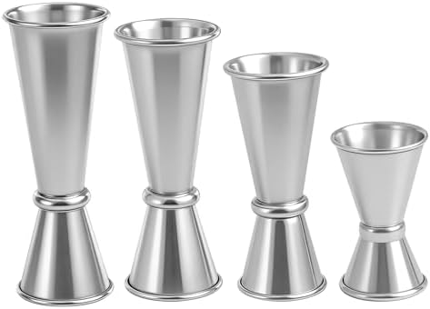 Zarique 4 Pack Professional Bartender Jigger, Dual-Sided Stainless