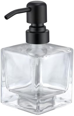 Square Bathroom Soap Dispenser Black, 8.4 oz Glass Bottles with