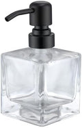 Square Bathroom Soap Dispenser Black, 8.4 oz Glass Bottles with