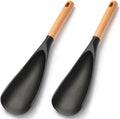 【2 Pack】Silicone Cooking Spoon for Nonstick Cookware - Wooden Handle