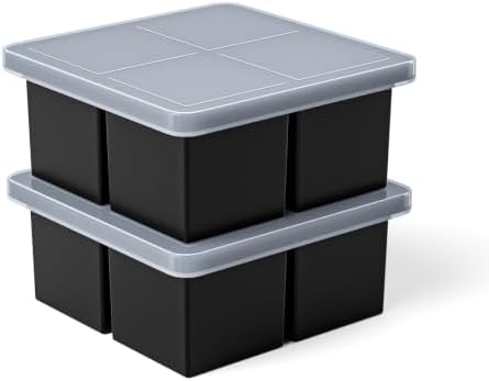 Bangp Large Ice Cube Tray for Whiskey,2 Pack Silicone Ice Cube Molds