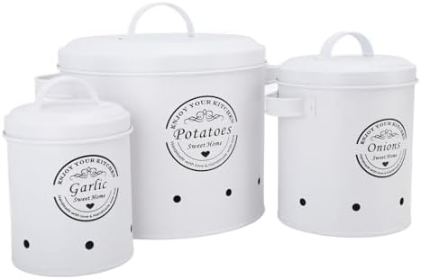 Hyuduo Carbon Steel Potato Storage Bin with Lid for Kitchen