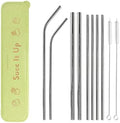 Designworks 8 Silver Stainless Steel Straws w/Plastic Travel Case