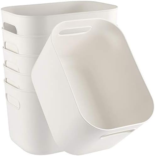 10 x 7 x 6 Inch 6 Pack Plastic Storage Bins with Handles, Pantry
