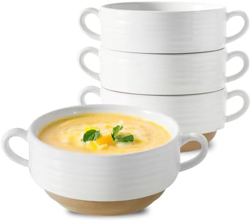HASENSE French Onion Soup Bowls, 20 oz Ceramic Soup Bowls with Handle