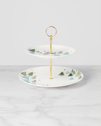 Lenox Balsam Lane Porcelain 2-Tier Christmas Serving Tray