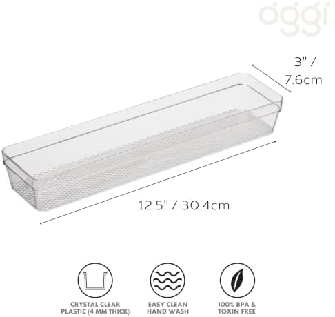Oggi Clear Drawer Organizer - 3" X 12.5" - Ideal for Organizing