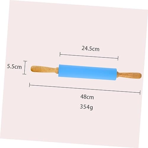 Silicone Rolling Pin with Wood Handles 10 Inch for Dumplings