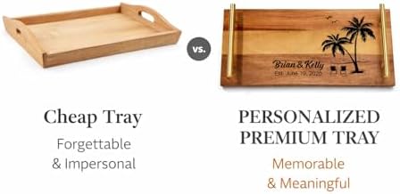 Personalized Acacia Wood Serving Tray with Handles – Engraved Custom