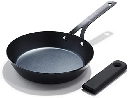 OXO Obsidian Pre-Seasoned Carbon Steel, 8" Frying Pan Skillet with