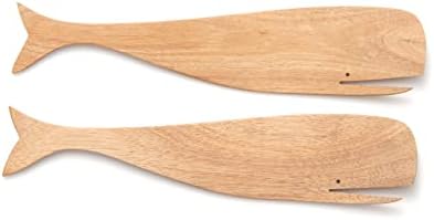 Ironwood Gourmet Acacia Wood Whale Salad Serving Utensils