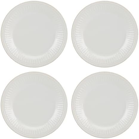 Lenox French Perle Groove White Stoneware Dinnerware Set with Dinner Bowls