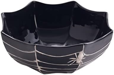 Bico Halloween Spider Web 9.5 inch Black Candy Ceramic Serving Bowl