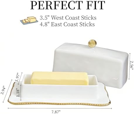 HAN SHENG Elegant Ceramic Covered Butter Dish with Lid Butter Storage
