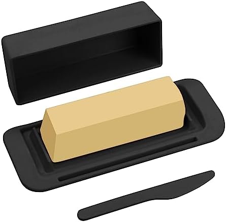 Bamboo Butter Dish with Lid and Knife,Small Butter Keeper for One