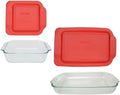 Pyrex 222 and 233 Glass Baking Dishes with Red Lids