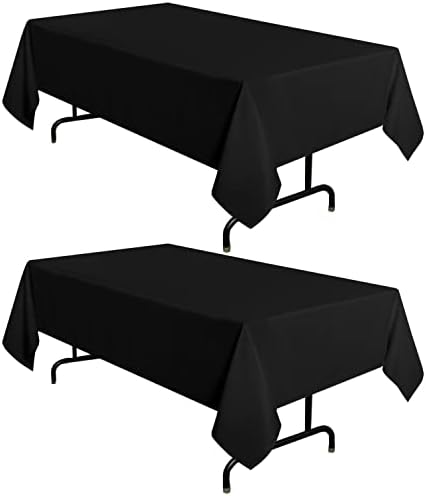 sancua 2 Pack Black Tablecloths 60x102 Inch for 6 Feet Rectangle