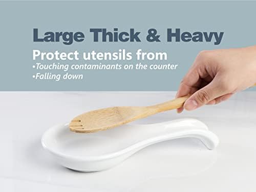 ONEMORE Ceramic Spoon Rest for Stove Top - Extra Wide Heat-Resistant