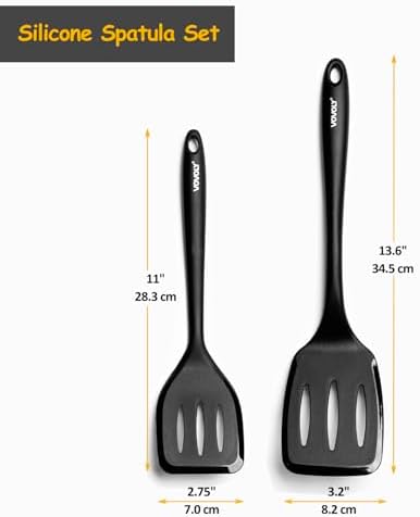 Vovoly Silicone Spatula Set 600°F Heat Resistant Slotted Turner, 2Pc