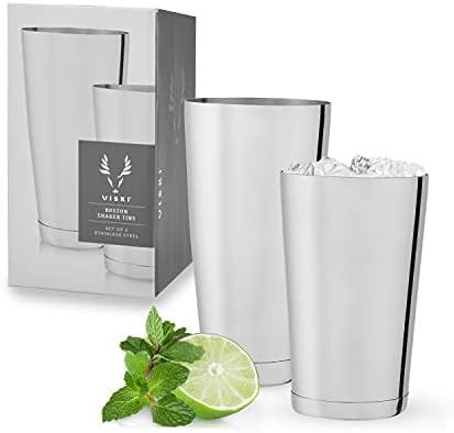 Viski Stainless Steel Shaker Tins for Cold Brew Cocktails, Margarita