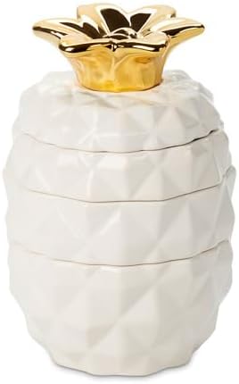 Set of 4 Decorative Pineapple Shaped Stackable Ceramic Kitchen Measuring Cups by VOTUM