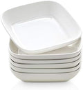 Selamica Porcelain 8-inch Square Dinner Plates, Pasta Salad Bowls, Set