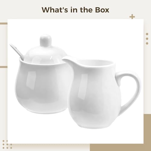 White Porcelain Sugar and Creamer Set, Elegant Ceramic Coffee and Tea