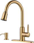 WOWOW Gold Kitchen Faucet with Soap Dispenser