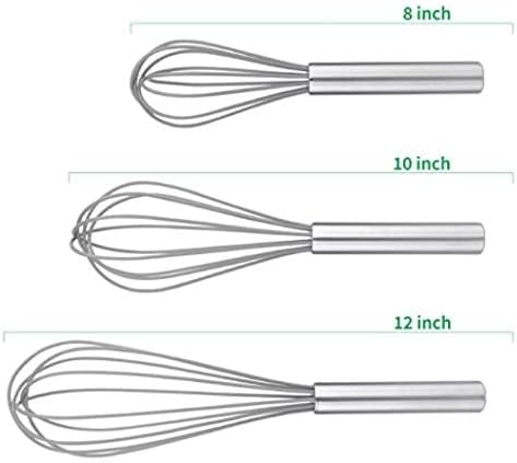 Stainless Steel Whisks with 3 Packs 8"+10"+12" Kitchen Whisk Set