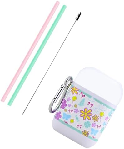 minkissy Reusable Silicone Beverage Straw Set with Portable Folding