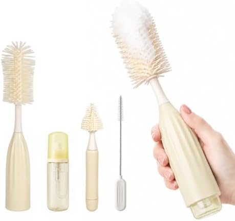 Baby Bottle Brush with Push-Press Foam Design, Silicone Bottle Brush