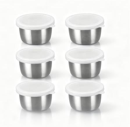 1.4Oz Mini Stainless Steel Condiment Containers with Lids, Reusable