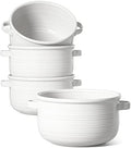 LE TAUCI French Onion Soup Bowls with Handles, 28 oz, Set of 4, White