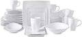 Bone China Square Shape, Elegance White 51pc Dinnerware Set