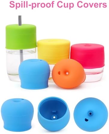 Silicone Sippy Straw Cup Lids, 5 Pack