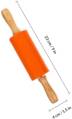 4 Piece Silicone Rolling Pin for Dough with Wood Handle