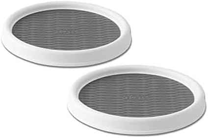 Copco Lazy Susan Turntable Organizer Set of 2, 9 Inch Rotating Cabinet and Pantry Storage, Nonslip Surface with Outer Rim, Wipe Clean